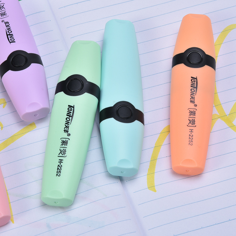 6 Pcs/set Pastel  Flat Single  - Pastel Highlighter Set Double Ended 评论和价格
