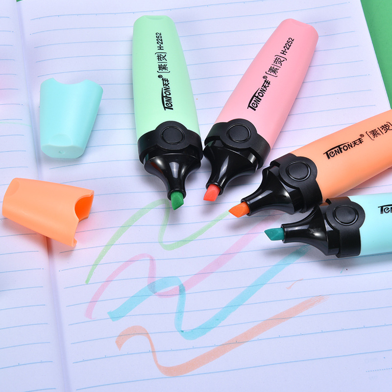 6 Pcs/set Pastel  Flat Single  - Pastel Highlighter Set Double Ended 评论和价格