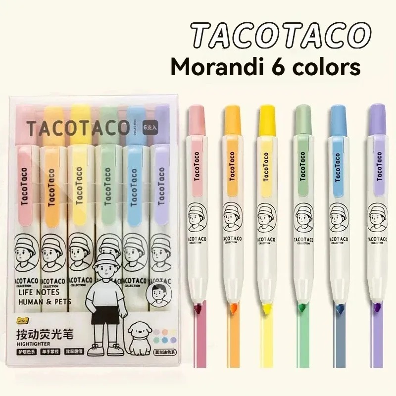 6Pcs/set Pastel Color Macaron  - Pastel Highlighter Set Double Ended 评论和价格