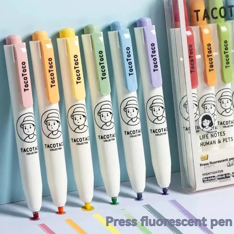 6Pcs/set Pastel Color Macaron  - Pastel Highlighter Set Double Ended 评论和价格