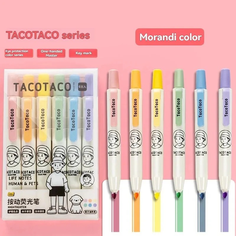 6Pcs/set Pastel Color Macaron  - Pastel Highlighter Set Double Ended 评论和价格