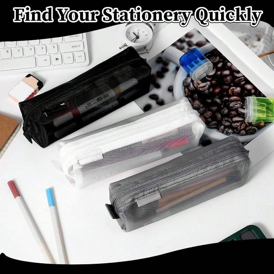 Transparent Mesh Exam Pencil C - Clear Mesh Pencil Pouch For Exam 评论和价格