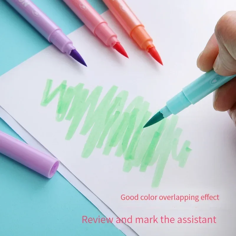 6Pcs/set Brush Highlighter Pen - Pastel Highlighter Set Double Ended 评论和价格