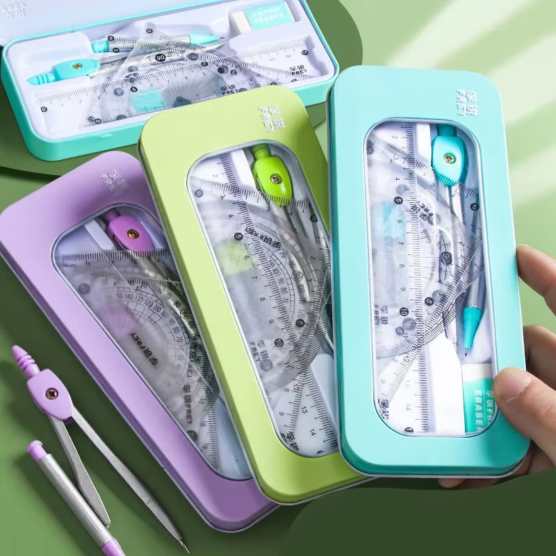 Math Geometry Set with Iron Bo - Math Geometry Set With Compass 评论和价格