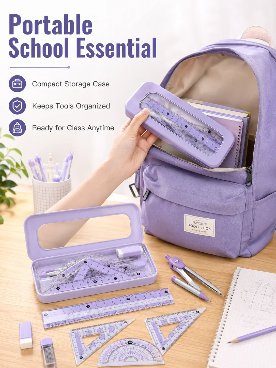 8-Piece Math Geometry Set for  - Math Geometry Set With Compass 评论和价格