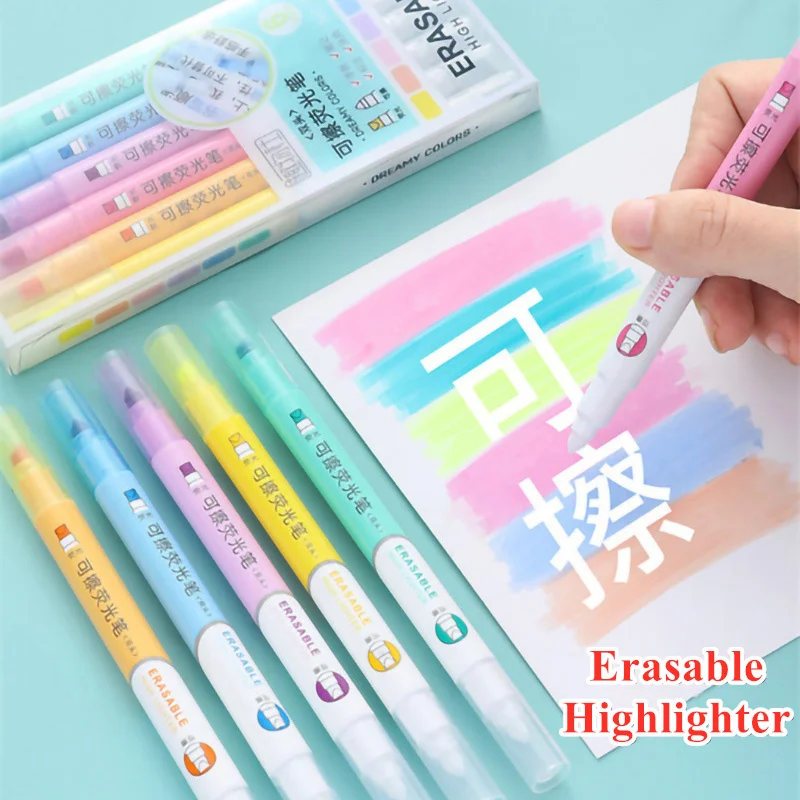 6 Colors Erasable Highlighters - Pastel Highlighter Set Double Ended 评论和价格