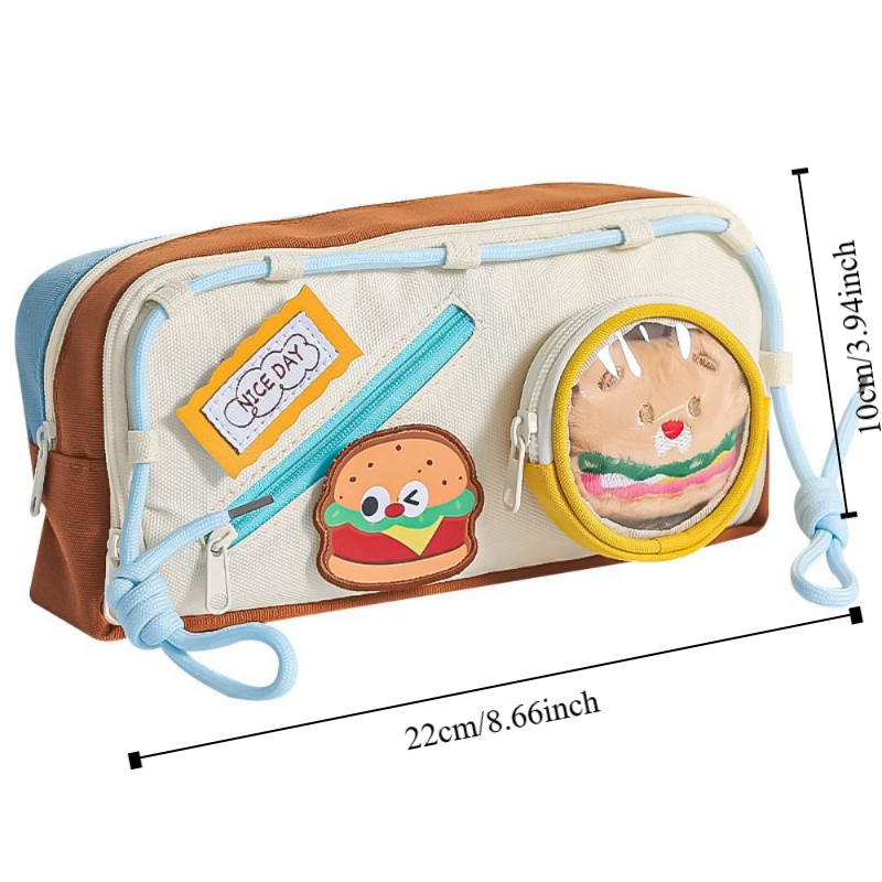 Large Capacity Hamburger Penci - Aesthetic Large Pencil Case Pouch 评论和价格