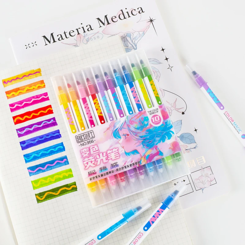 10pcs Double-ended Magic Color - Pastel Highlighter Set Double Ended 评论和价格
