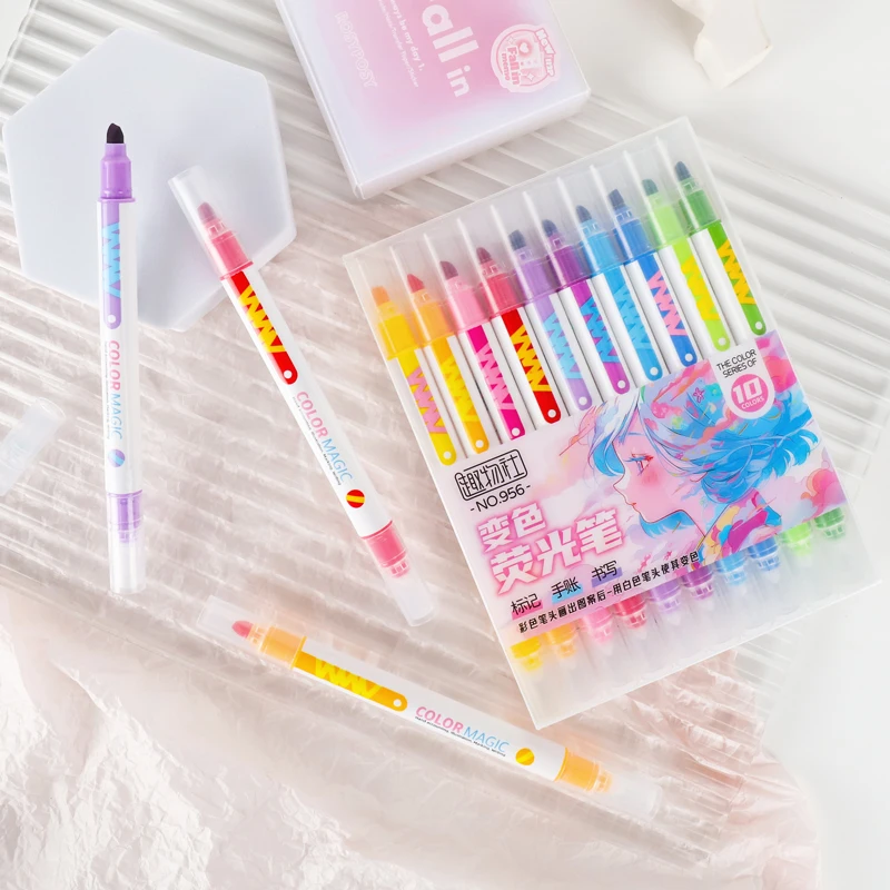 10pcs Double-ended Magic Color - Pastel Highlighter Set Double Ended 评论和价格