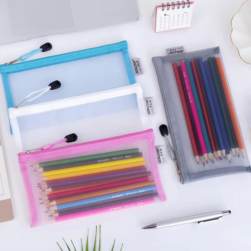 NEW Durable Zipper Mesh Pencil - Clear Mesh Pencil Pouch For Exam 评论和价格