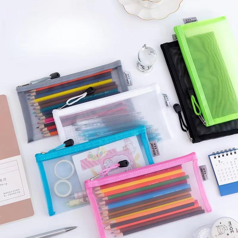 NEW Durable Zipper Mesh Pencil - Clear Mesh Pencil Pouch For Exam 评论和价格