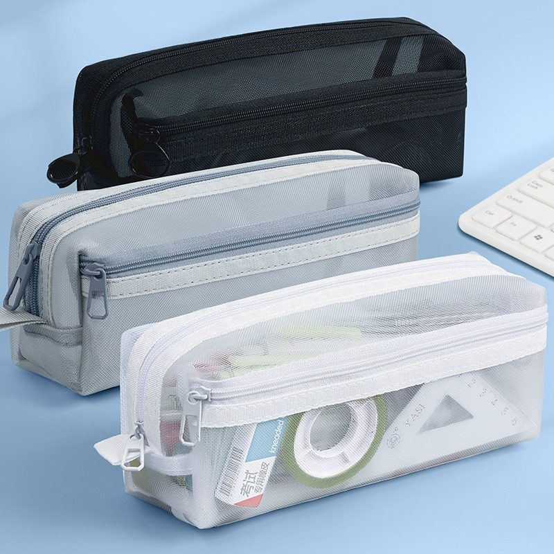Double Layer Transparent Mesh  - Clear Mesh Pencil Pouch For Exam 评论和价格
