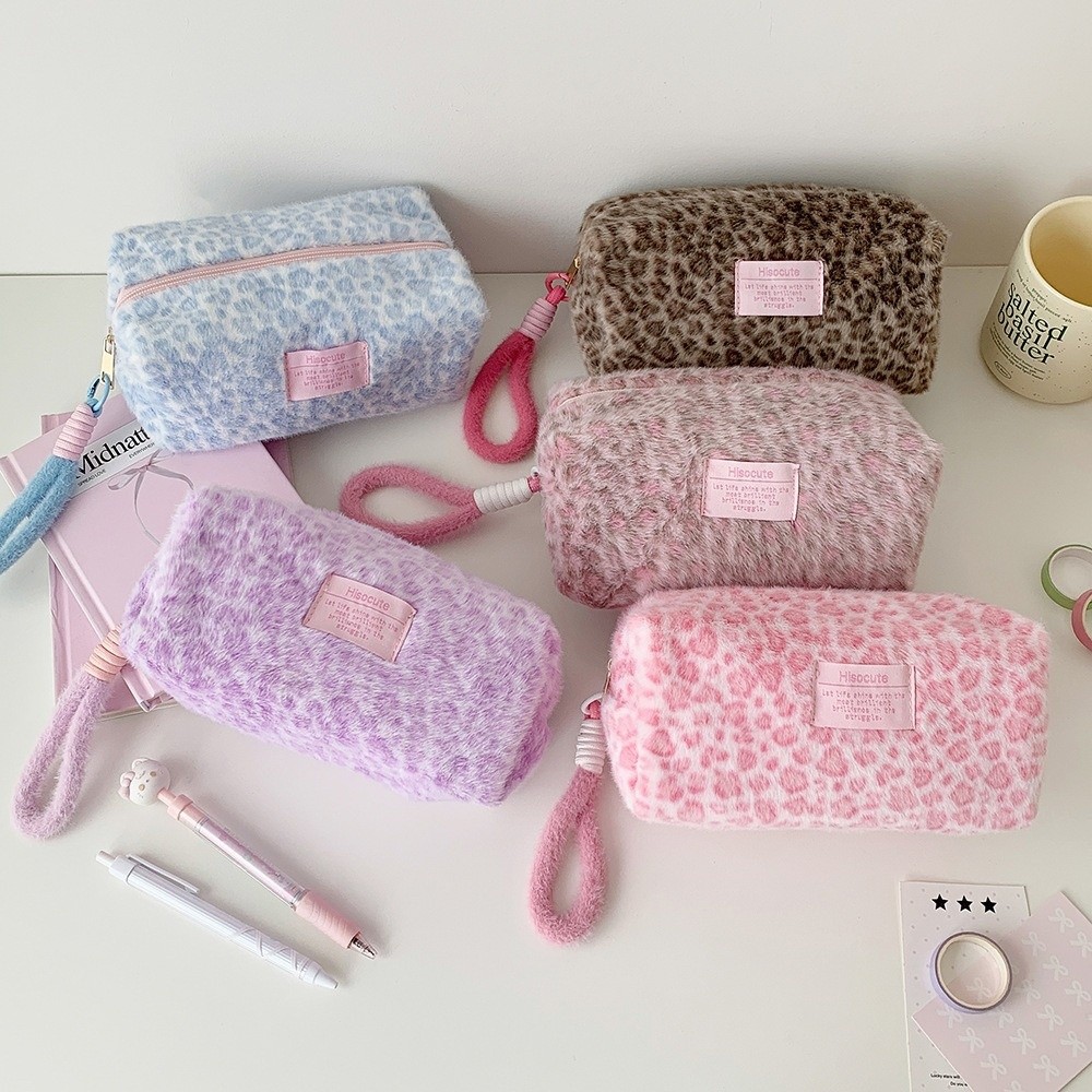 Pen Bag Leopard Stationery Bag - Aesthetic Large Pencil Case Pouch 评论和价格