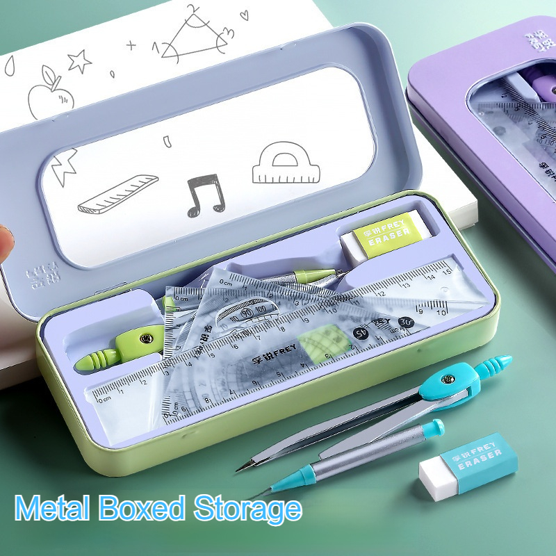 7 Pcs Mathematical Rulers Set  - Math Geometry Set With Compass 评论和价格