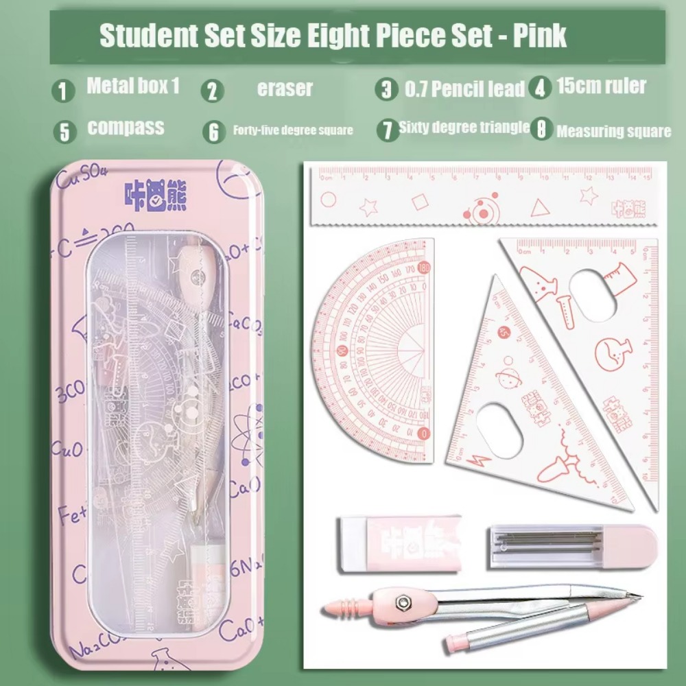 8Pcs/Set Multifunctional Math  - Math Geometry Set With Compass 评论和价格