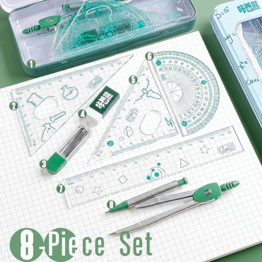 8Pcs/Set Multifunctional Math  - Math Geometry Set With Compass 评论和价格