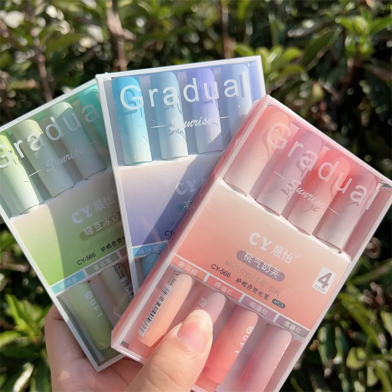 2025 4Pcs/Pack Gradual Highlig - Pastel Highlighter Set Double Ended 评论和价格