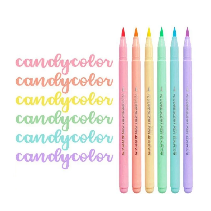 6 colors Soft Brush Fluorescen - Pastel Highlighter Set Double Ended 评论和价格