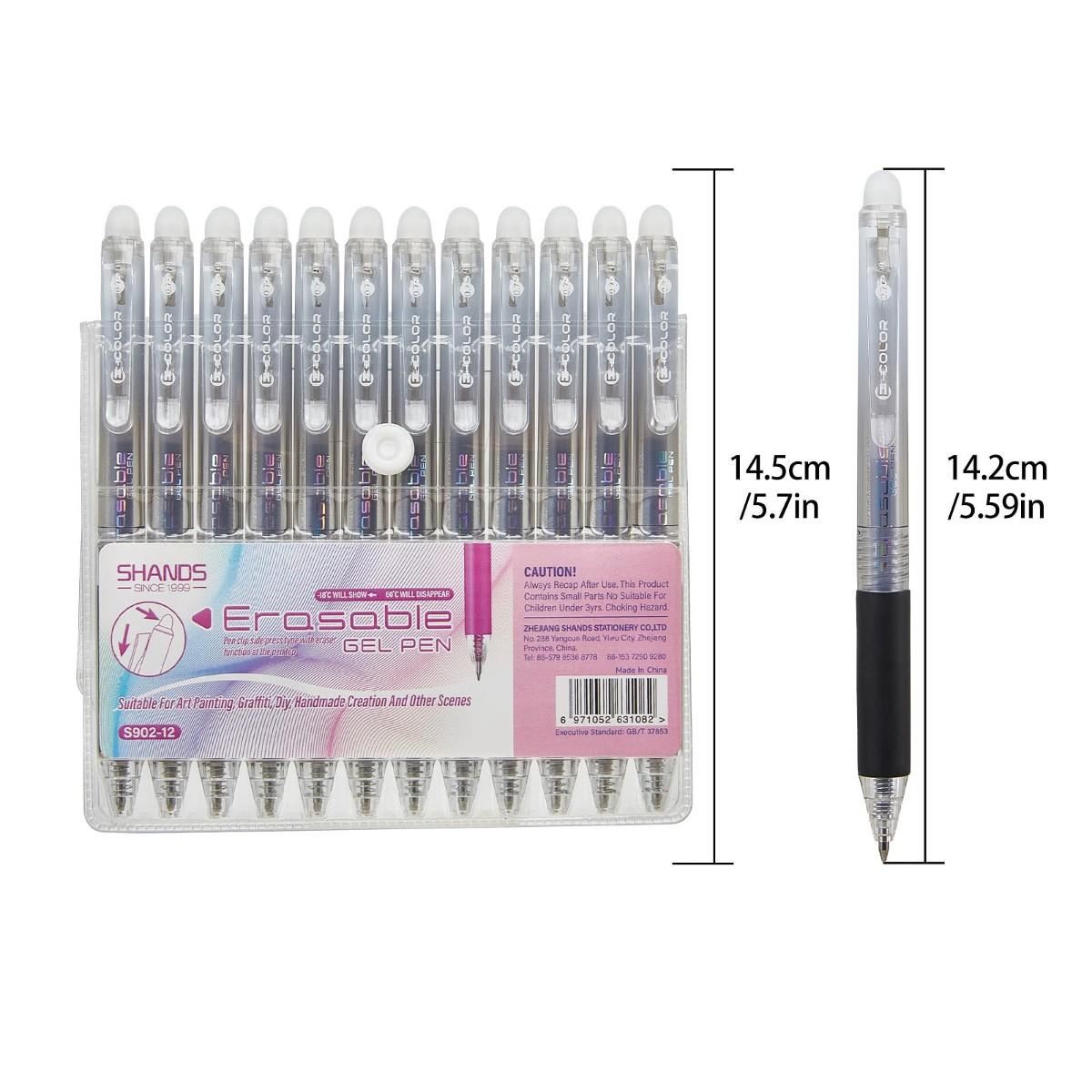 12-Pack 0.7mm Erasable Gel Pen - Retractable Eraser Pen Click 评论和价格