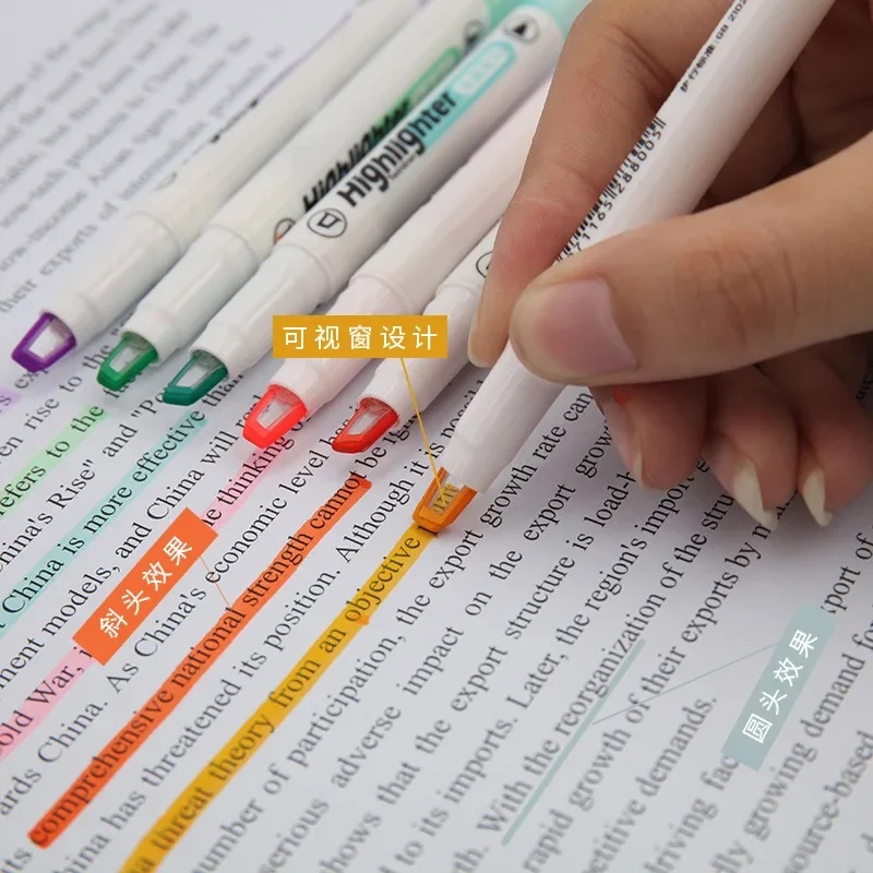 6 Colors/Set Unique Window Tip - Pastel Highlighter Set Double Ended 评论和价格