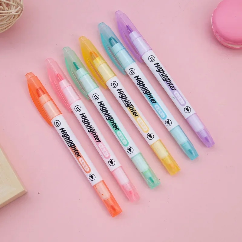 6 Colors/Set Unique Window Tip - Pastel Highlighter Set Double Ended 评论和价格