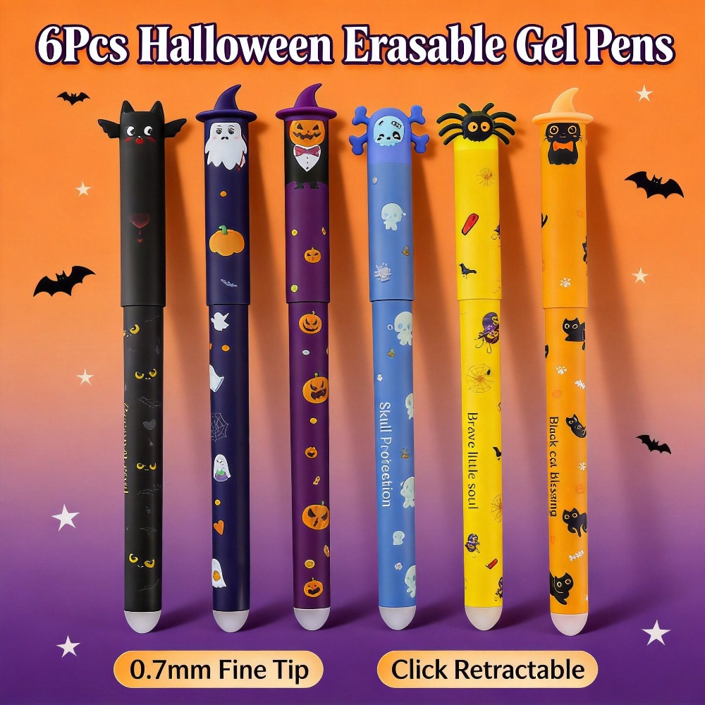 1-6Pcs Halloween Erasable Gel  - Retractable Eraser Pen Click 评论和价格