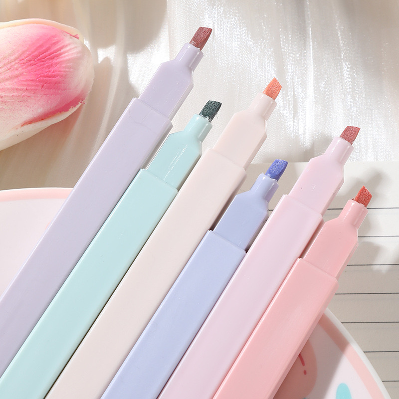 6 Pcs/Set Highlighters Set Cut - Pastel Highlighter Set Double Ended 评论和价格