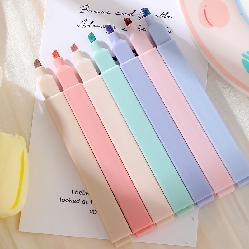 6 Pcs/Set Highlighters Set Cut - Pastel Highlighter Set Double Ended 评论和价格