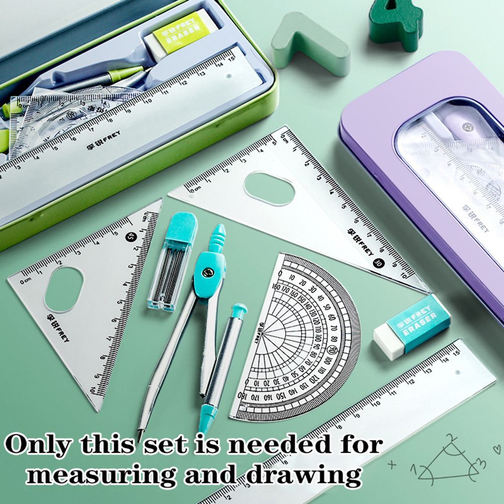 7Pcs/Set Ruler Compass Pencil  - Math Geometry Set With Compass 评论和价格