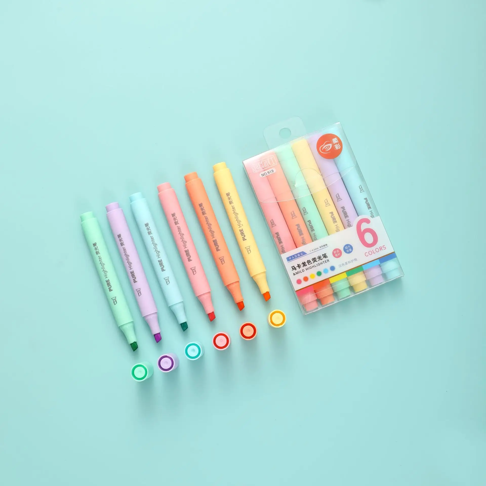 6Pcs/set Pastel Color Macaron  - Pastel Highlighter Set Double Ended 评论和价格